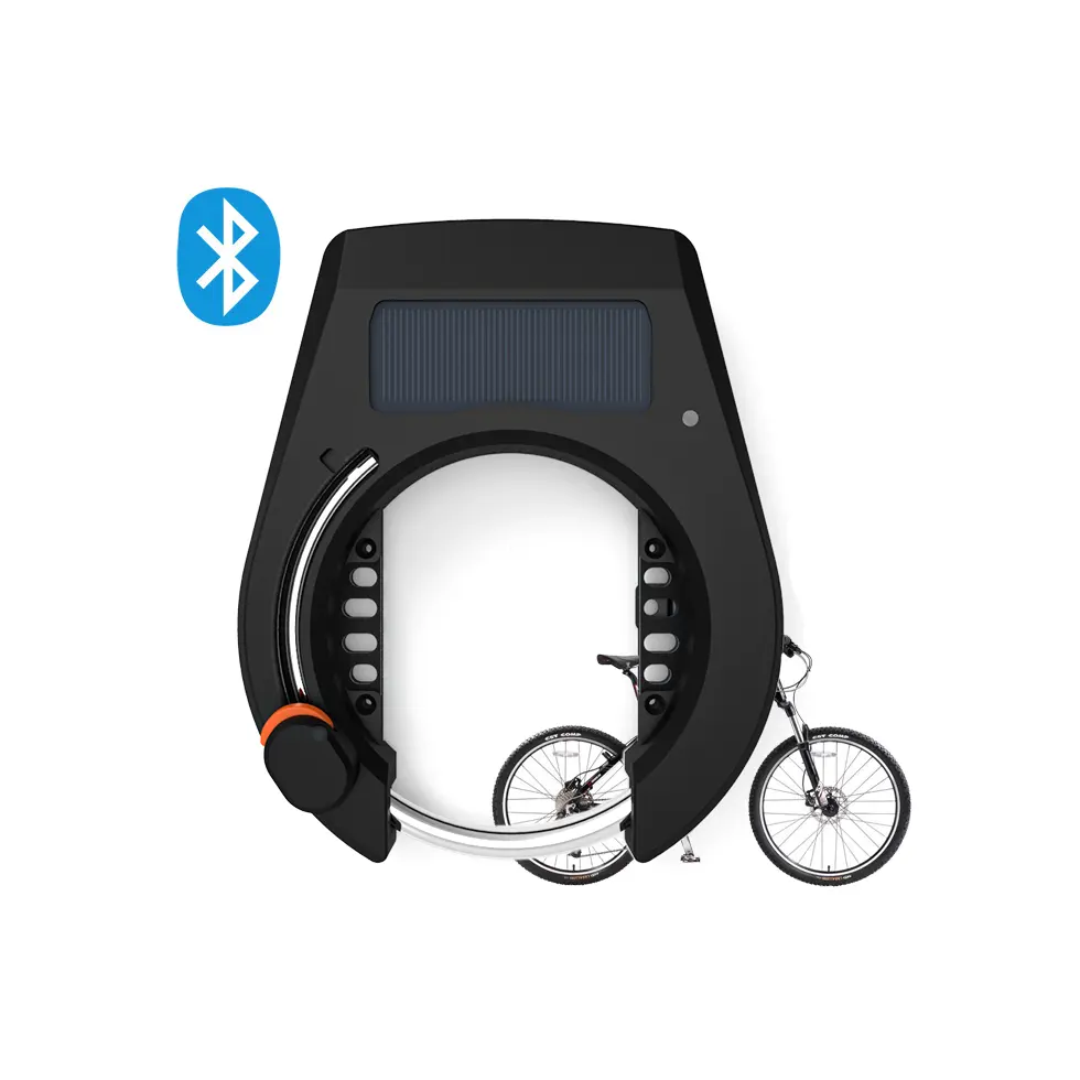 Omni Anti Theft Alarm Smart Public Share Bike Mobile App GPS BLE Bluetooths Unlock City Solar Panel Powered Bicycle Lock