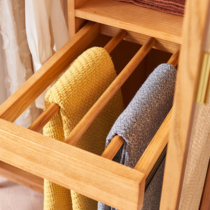 Modern Natural Large Capacity Wooden <strong>Wardrobe</strong> with <strong>Wicker</strong> Doors Foldable and Suitable for Bedroom Storage - Product Image 4