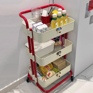 Wholesales Multifunctional Modern Minimalist Carbon Steel <strong>Kitchen</strong> Mobile Shelving <strong>Unit</strong> 4-tiered Movable Snack <strong>Storage</strong> Cart - Product Image 4