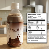 Boisson protéinée de haute qualité certifiée ISO, sur mesure, riche en protéines, marque privée, dosage liquide oral, saveur chocolat, 200 ml, pour adultes