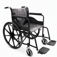 Fauteuil roulant pliant noir avec siège souple, fauteuil roulant manuel pour personnes âgées et handicapées, roue monobloc, pneu plein, pour usage domestique et hospitalier