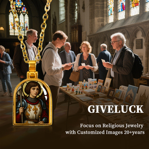 GIVELUCK Stainless Steel St. Joan of Arc Opening Door <strong>Locket</strong> Pendant Miniature Christian Religious Reliquary <strong>Charms</strong> - Product Image 6