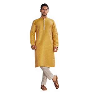 New <b>Men's</b> Yellow Cotton <b>Kurta</b> Traditional Casual Wear Regular Fit Indian Pakistani Ethnic Style All Seasons for <b>Mens</b> - Product Image 1