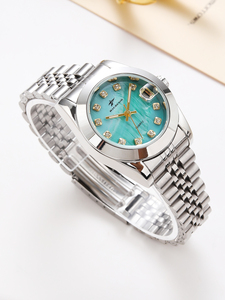 Luxury Women's Quartz <strong>Watch</strong> <strong>Set</strong> Diamond Accent Stainless Steel Band <strong>Fashion</strong> Business 31mm Glass Dial Timeless Wristwatch - Product Image 5