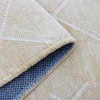 Turkua Home Liva Mink Grid Geometric Chenille Rug 7mm Washable Non Slip Polyester Cotton Eco-Friendly Modern Living Home Floor