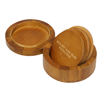 Ensemble de 3 sous-verres ronds en bois massif avec boîte de rangement à couvercle en bois, coffret cadeau pour boissons, table, bar à domicile, taille personnalisée