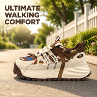 Baskets rétro à plateforme pour hommes, tige en tissu géométrique, à lacets, chaussures décontractées pour la marche, 3 couleurs disponibles