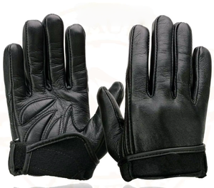 Guanti da <span class=keywords><strong>Moto</strong></span> da Uomo in Pelle Nera con Imbottitura in Gel sul Palmo, Polso Corto, Dita Intere, Antivento, per Corse, Copertura Completa del Pannello - Product Image 6