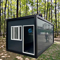 Maison conteneur mobile mini préfabriquée démontable 20 pieds en panneaux sandwich d'acier avec toit incliné respirant pour hôtel, atelier, salle de bain