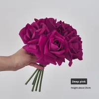 ODIS Ramo de Rosas de Seda de Alta Gama con 5 Cabezas, Simulación de Tacto Húmedo, para Decoración del Hogar, Bodas, Sala de Estar y Oficina