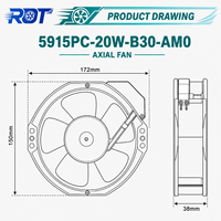 Ventilateur axial 200V AC à haut débit d'air pour armoire de ventilation et de refroidissement, 5915PC-20W-B30-AM0, ventilateur de dissipation thermique de qualité industrielle à roulement à billes