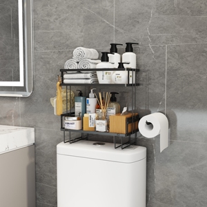Support d'<span class=keywords><strong>angle</strong></span> en fer à 2 niveaux organisateurs de salle de bain sur le rangement des toilettes organisateur d'étagère serviette, crochet, étagère de douche <span class=keywords><strong>pour</strong></span> toilettes - Product Image 4