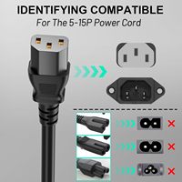 Hochwertiges AC-Stromkabel 1,5m 10 Ampere 125 Volt 18AWG, NEMA 5-15P auf C13, Schwarzes PC-Stromkabel für TV, Monitor, Drucker