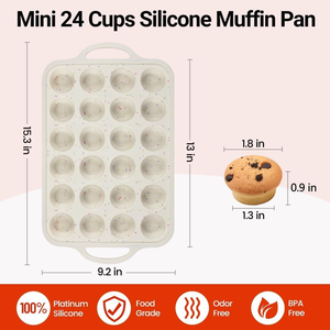 MUYULINS Factory 24-cup LFGB non-stick BPA Free metal reinforced frame mini <b>silicone</b> cupcake pan American cake tin <b>baking</b> mold - Product Image 6