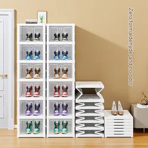 Custom Combination Folding Shoe box Plastic Clear Shoe Display Organizer Container Storage Boxes