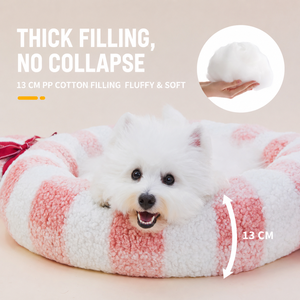 Cama de Lujo Personalizada para Perros Sherpa Candy, Nido para Mascotas con Rayas Rosas, Cojín Redondo de Forro Polar Suave para Gatos, Colchoneta para Cachorros al por Mayor - Product Image 6