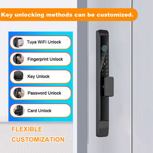 लकड़ी पीतल के दरवाजे कार्ड कुंजी बायोमेट्रिक फिंगरप्रिंट स्लाइडिंग दरवाजा हैंडल लॉक ट्यूया ऐप वाईफाई कोड एक्सेस एल्यूमीनियम मिश्र धातु - Product Image 2