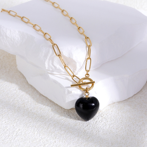 Cadena de Eslabones con Forma de Corazón de Ágata, Natural, Unisex, OEM/ODM, Personalizable, de Acero Inoxidable, Chapado en Oro y Plata, Joyería Moderna y a la Moda - Product Image 1