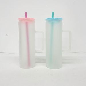 Mug en verre dépoli transparent de 20 oz pour sublimation, avec poignée, pour café et bière, avec couvercle en plastique PP et paille – Expédition depuis l'entrepôt américain - Product Image 5