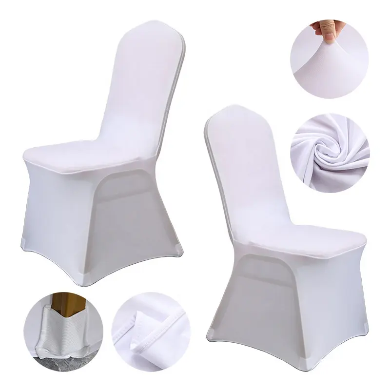 Универсальные белые чехлы на стулья из спандекса для столовой, свадьбы, мероприятия, банкета
