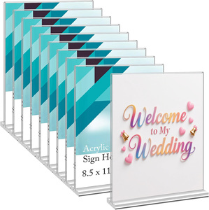 Lot De 2 Supports De Présentation A4 En Acrylique Transparent - Design En T Stable - Pour Menus, Affiches, Cartes, étiquettes - Idéal Restaurants, Bureaux, Expositions