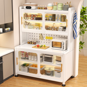 Kitchen 6-layer Adjustable Sideboard Cabinet Floor-to-floor Multifunctional Shelf <strong>Microwave</strong> Oven Steel <strong>Storage</strong> - Product Image 3