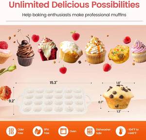 MUYULINS Factory 24-cup LFGB non-stick BPA Free metal reinforced frame mini <b>silicone</b> cupcake pan American cake tin <b>baking</b> mold - Product Image 5