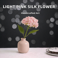 Grande fleur d'hortensia artificielle rose clair à tige unique en soie synthétique, style bohème, pour la maison, les mariages, les remises de diplômes, la fête des pères