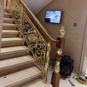 Thiết kế chuyên nghiệp ban công nhôm lan can đúc nhôm lan can mạ Vàng lan can cầu thang lan can cầu thang lan can - Product Image 3