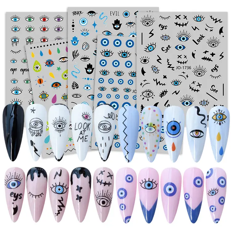 Hot Sale 3D eyes nail stickers decals blue black eyes nail stickers Art Charm diy Nail Art Jewelry Decoration Accessories