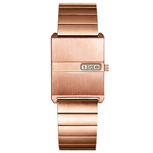 New square-shaped <b>watch</b> - creative concept without hands for men and women, retro style, women's waterproof steel strap, popular - Product Image 5