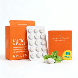 OEM Energy Focus <span class=keywords><strong>Gum</strong></span> <span class=keywords><strong>Sans</strong></span> <span class=keywords><strong>Sucre</strong></span> Vitamine B6 Vitamine B12 L-Théanine Suppléments en Gommes à la Menthe pour la Concentration et l'Énergie - Product Image 2