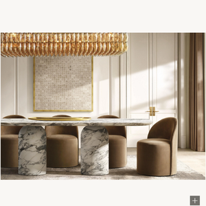 Mới nhất phòng ăn Bảng đồ nội thất sang trọng travertine hình chữ nhật bàn ăn - Product Image 1