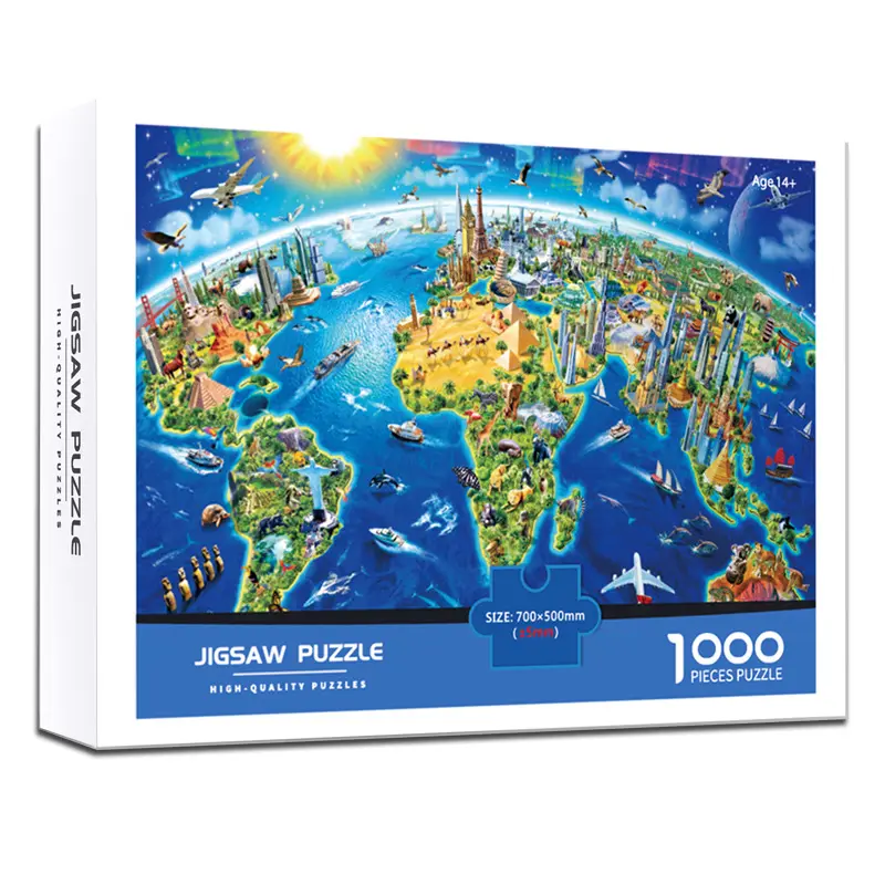 Custom 1000 Pieces Animals World Map Jigsaw Puzzle Printed Paper Jigsaw Puzzles 1000 Pieces Diy Toy