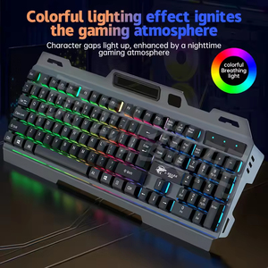 CUSTOM Wired Gamer gaming Keyboard and Mouse mice Combos sets With Phone Holder Metal Iron Plate Computer <b>USB</b> 104 led Backlight - Product Image 4