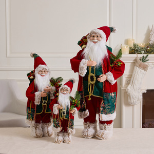 LINGKAI Plush Santa Claus Figurine with Gift <b>Box</b> and Pine Branch <b>Christmas</b> Home Tabletop Decor Ornament for Holiday Display - Product Image 2