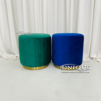 Pouf moderne de luxe pour l'intérieur de la maison et de l'hôtel avec siège rembourré en velours et tabouret de rangement à base de métal pour la chambre à coucher