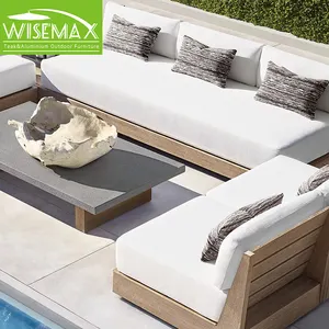 WISEMAX FURNITURE Nordic Minimalist Teak Wood Furniture Single Corner Sofa With High Backrest Sectional Sofa Chair For Patio