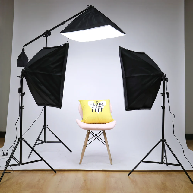 Lighting Soft Box With Crossbar Continuous Lighting Kit Photo Studio Softbox Equipment With LED Blub Tripod Stand
