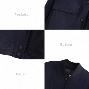 <span class=keywords><strong>Veste</strong></span> bomber pour femmes avec poches, style vintage, manches longues, boutons sur le devant, vêtements d'extérieur décontractés - Product Image 2