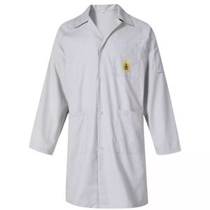 5mm Izgaralı Pamuklu Laboratuvar Önlüğü <span class=keywords><strong>ESD</strong></span> Güvenlik Kıyafeti Temiz Oda Antistatik Önlük Mavi Beyaz <span class=keywords><strong>ESD</strong></span> Önlük - Product Image 6