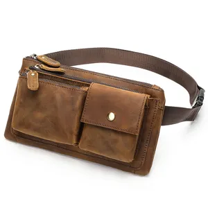 MARRANT Vintage Genuine Leather Waist Belt Bag Multi-functional Shoulder Chest Sling Bag Men Leather Waist Bags Fanny Pack Men