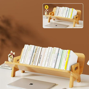 Solid Wood <b>Desktop</b> Book Rack Rectangle Standing Type 1 Layer Office Desk Organizer Multifunctional Storage <b>Shelf</b> - Product Image 1