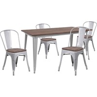 Ensemble de table de restaurant commercial 80x120cm, chaises et table en métal colorées, style industriel