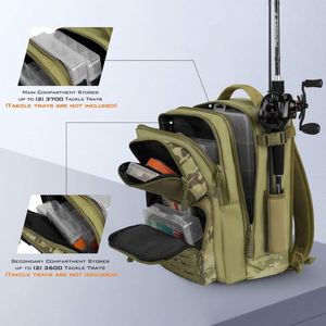 Échantillon gratuit : Sac à dos de pêche, petit sac de transport pour matériel de pêche - avec 2 porte-cannes - Boîte de rangement pour matériel de pêche, équipement de pêche, cadeaux pour la pêche à la mouche - Product Image 4