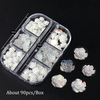 Kit de Breloques pour Ongles TSZS 2026, Fleurs de Camélia 3D Blanches Mixtes, Perles et Chaînes Métalliques, Décoration d'Ongles en Résine Style Français Élégant
