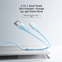 Câble de charge rapide 2-en-1 en silicone Type-C 100W 6A du fabricant OEM, avec blindage en cuivre étamé, plusieurs couleurs, pour appareils numériques