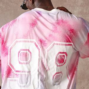 T-shirt Homme Col Rond Coupe Boxy Courte Épaules Tombantes Manches Courtes Tie-Dye Style Hip-Hop Urbain Coupe Oversize Personnalisée pour l'Été - Product Image 3