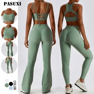 PASUXI-Ropa deportiva sin costuras para mujer, mallas deportivas para entrenamiento, gimnasio, Fitness, Yoga, 3 uds.