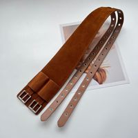 Damen Gürtel Western Gürtel Y2K Gürtel Vintage Wildleder Doppelschnalle Breiter Taillengürtel Eleganter Dekorativer Riemen für Kleider und Lange Mäntel